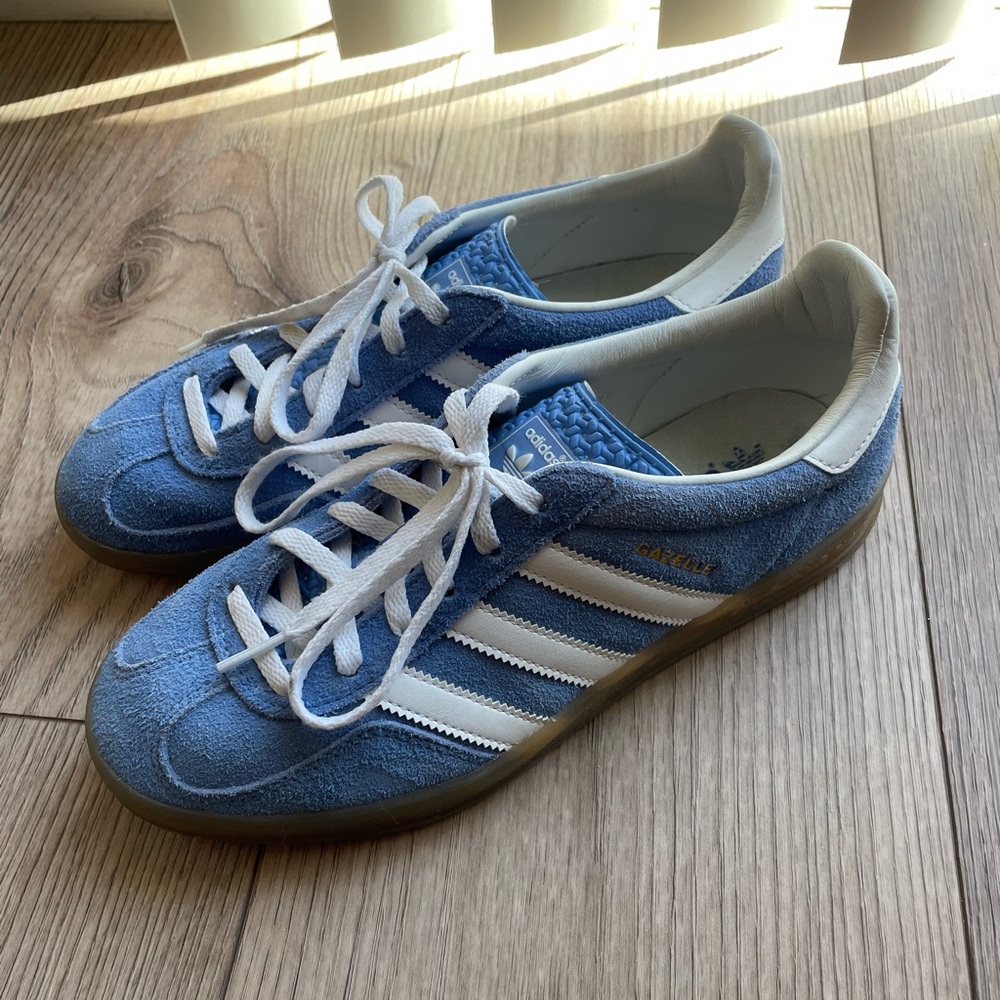 adidas Blue Suede Sneakers with White Stripes